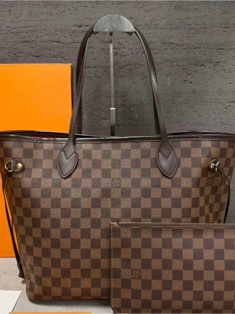 Louis Vuitton Brown Damier Ebene Canvas Hobos Tote with Pouch
